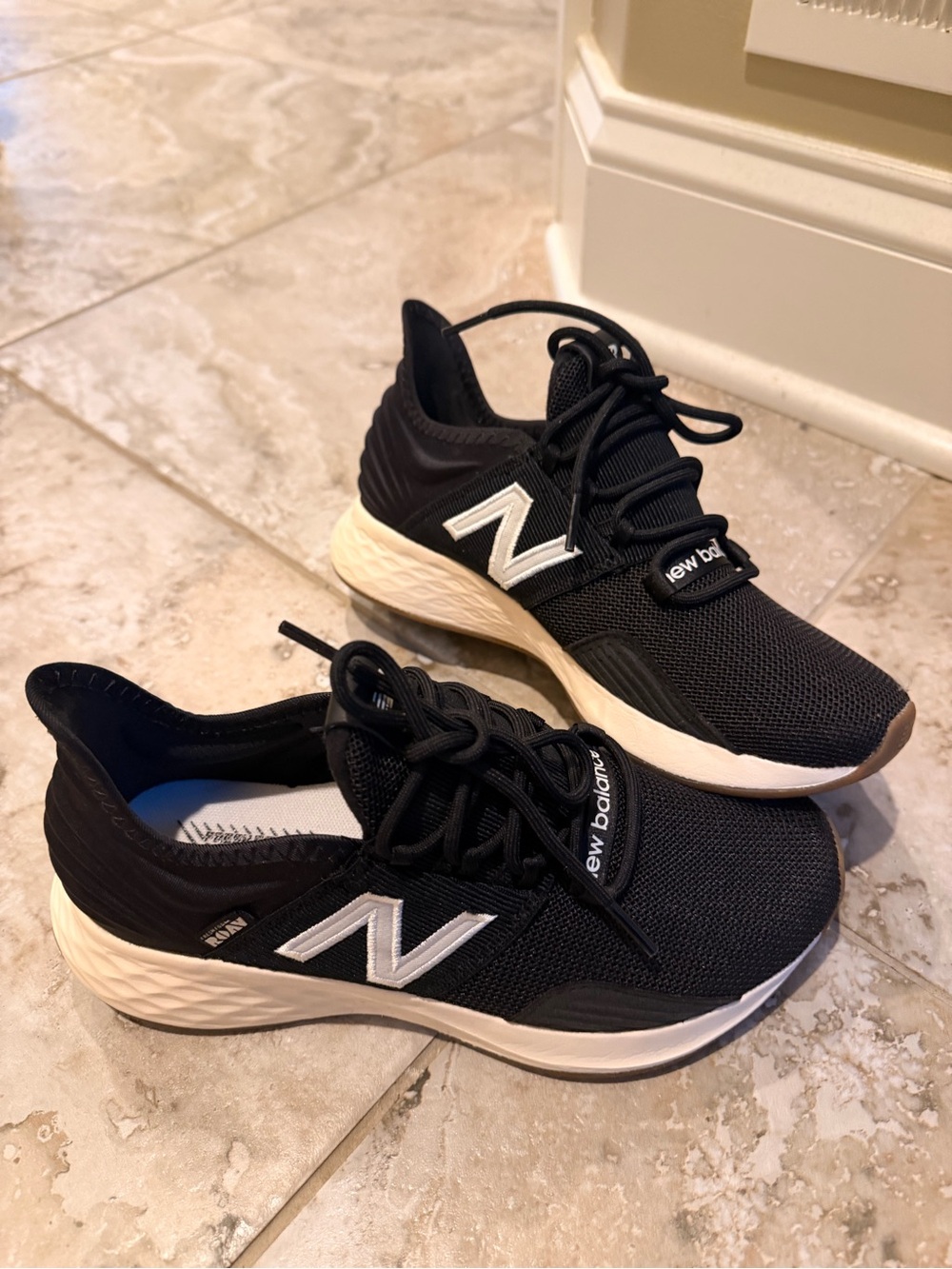 New Balance Black and White Women’s Lightweight Knit Sneakers